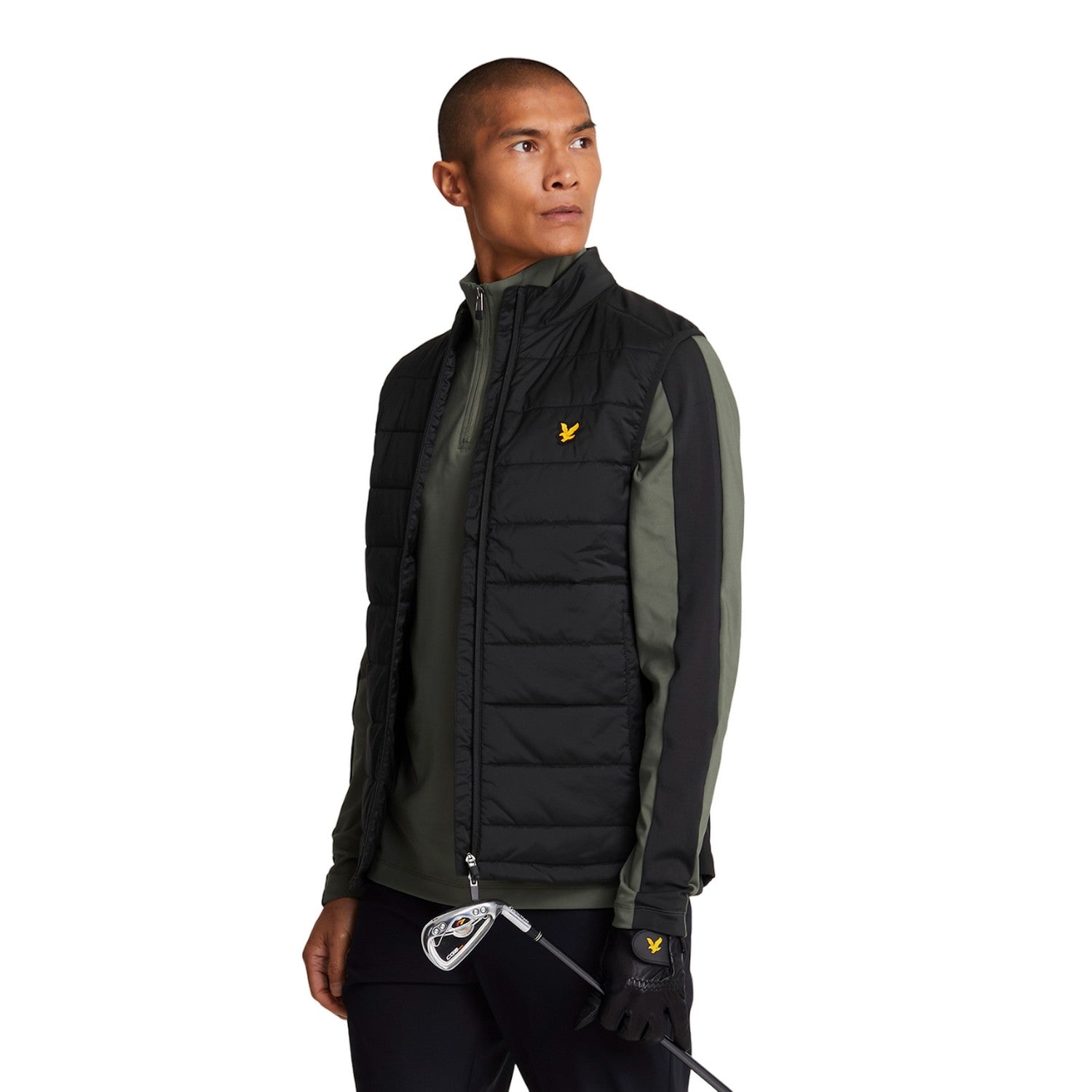 Jet Black - Side - Lyle & Scott Mens Wadded Golf Gilet