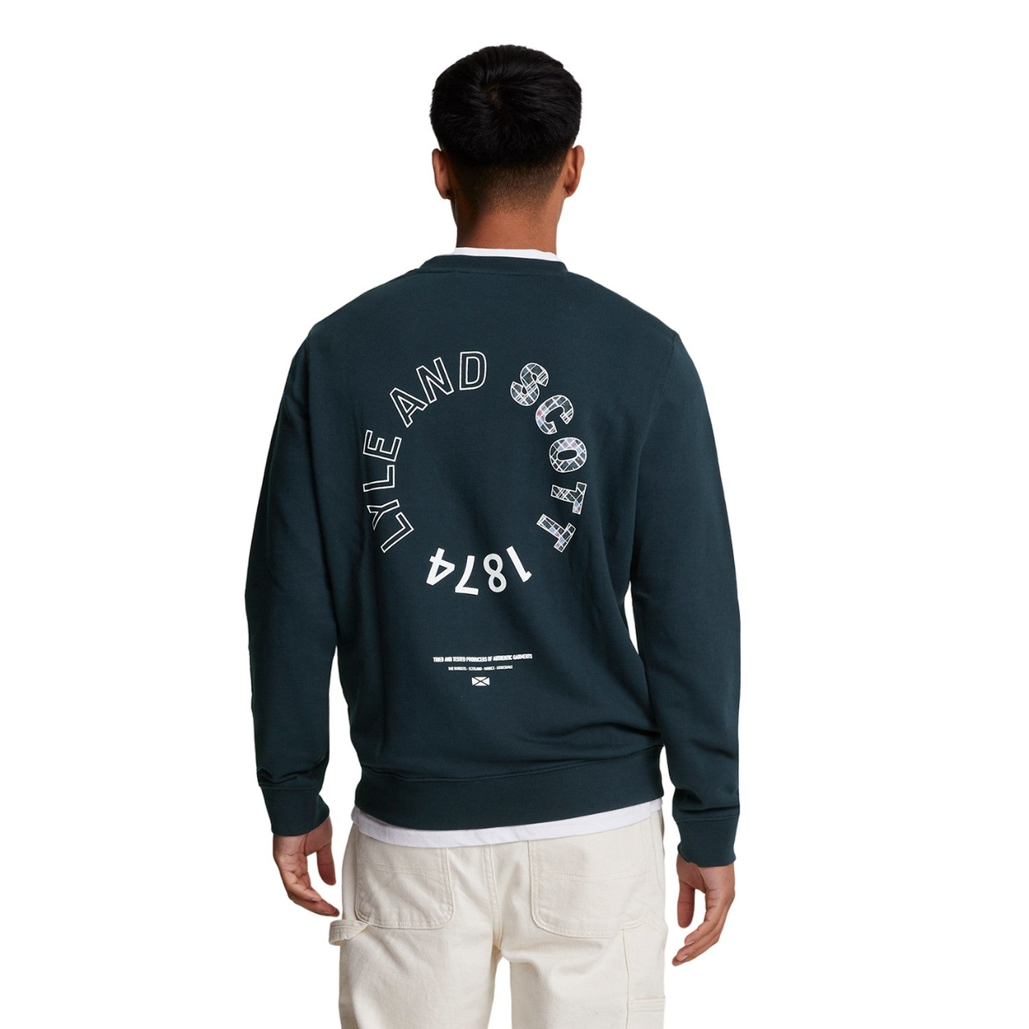 Dark Navy - Back - Lyle & Scott Mens Tartan Heritage Sweatshirt