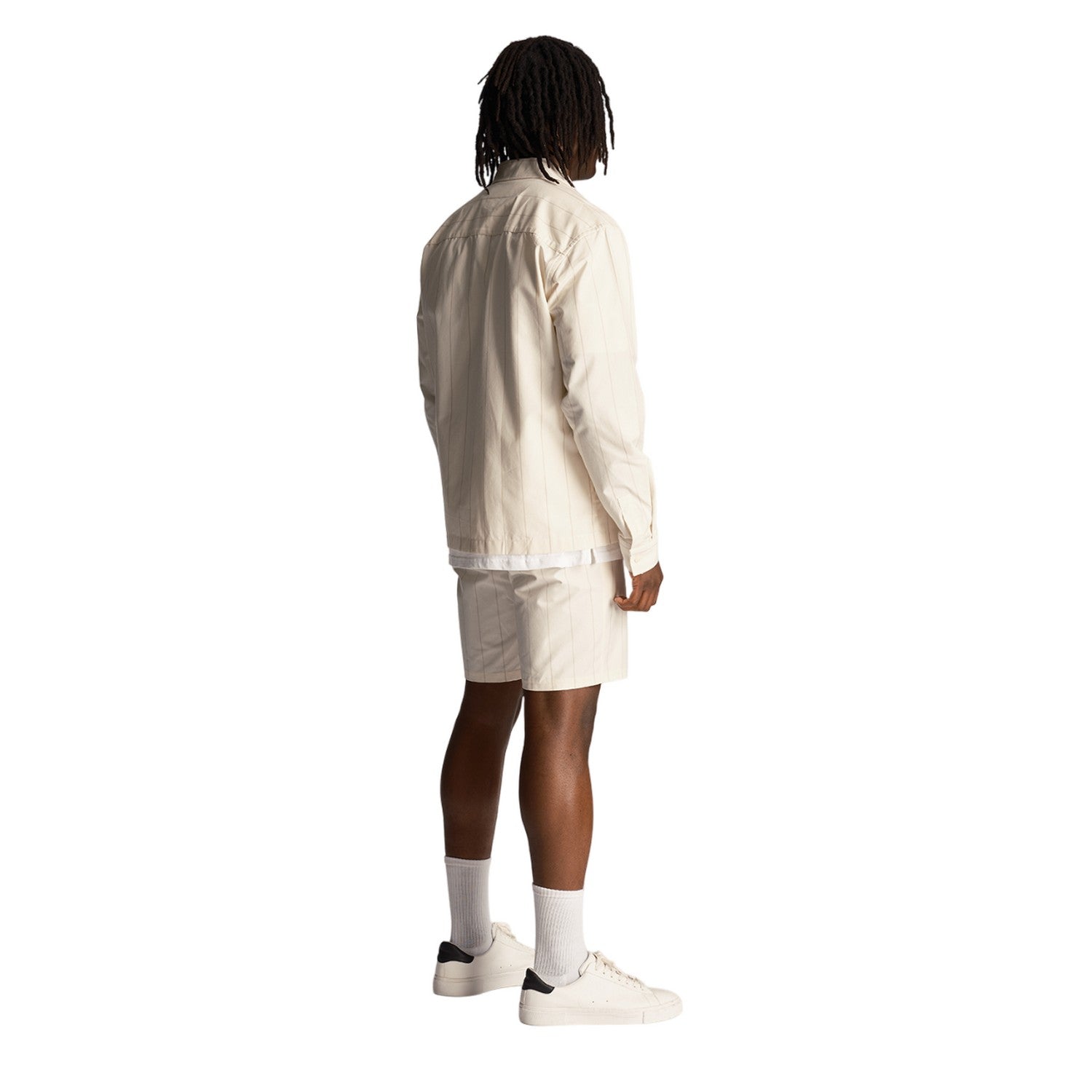 Chalk - Back - Lyle & Scott Mens Pinstripe Shorts
