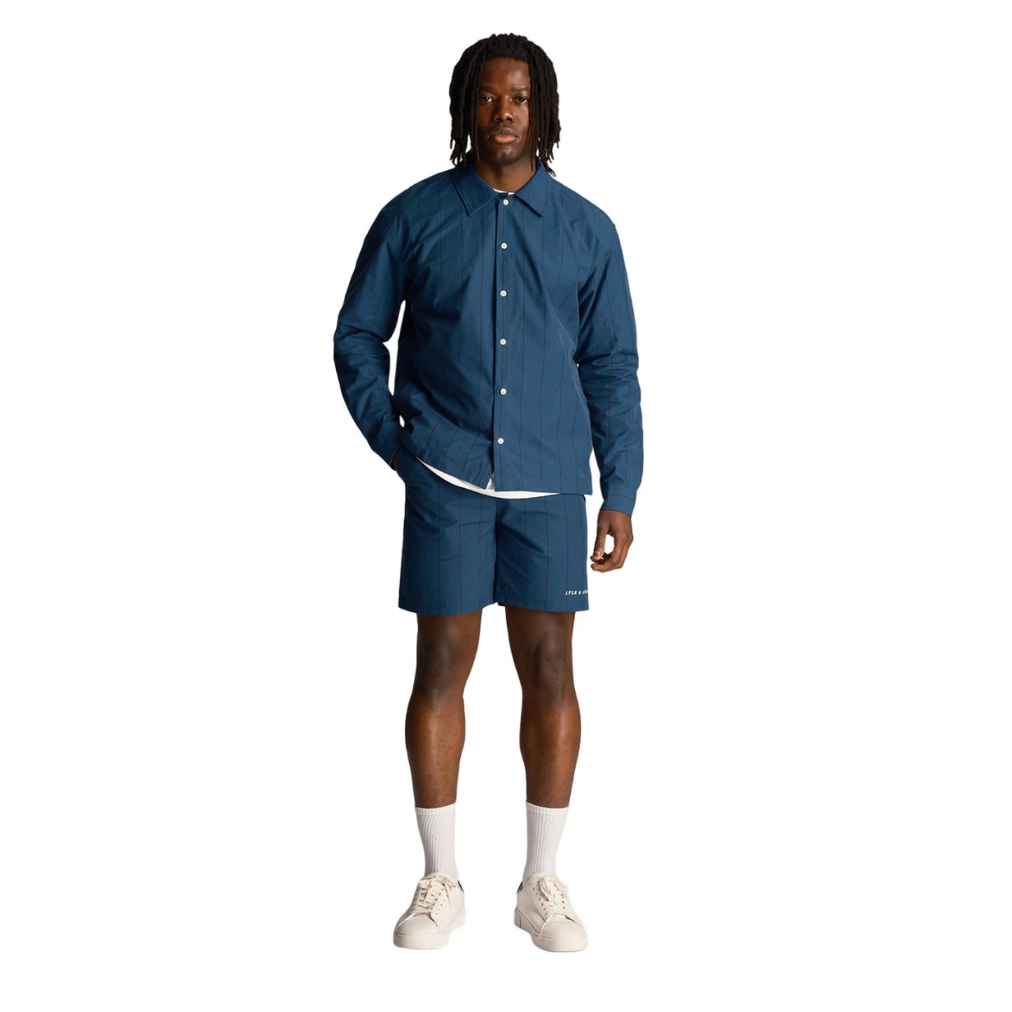 Apres Navy - Side - Lyle & Scott Mens Pinstripe Shorts