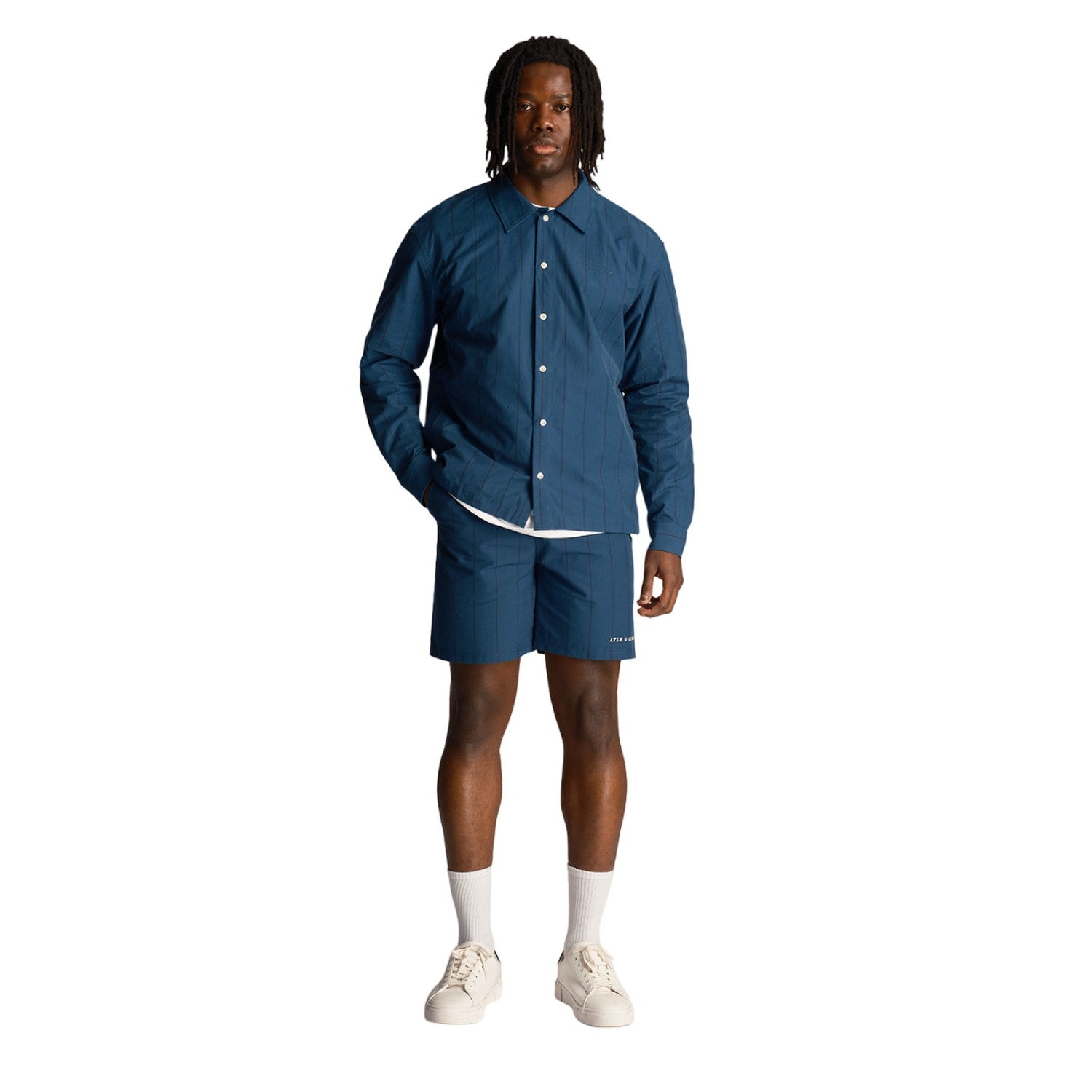 Apres Navy - Side - Lyle & Scott Mens Pinstripe Shorts