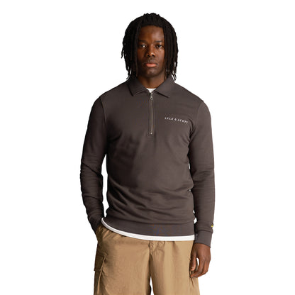 Gunmetal - Front - Lyle & Scott Mens Embroidered Loopback Collared Sweatshirt