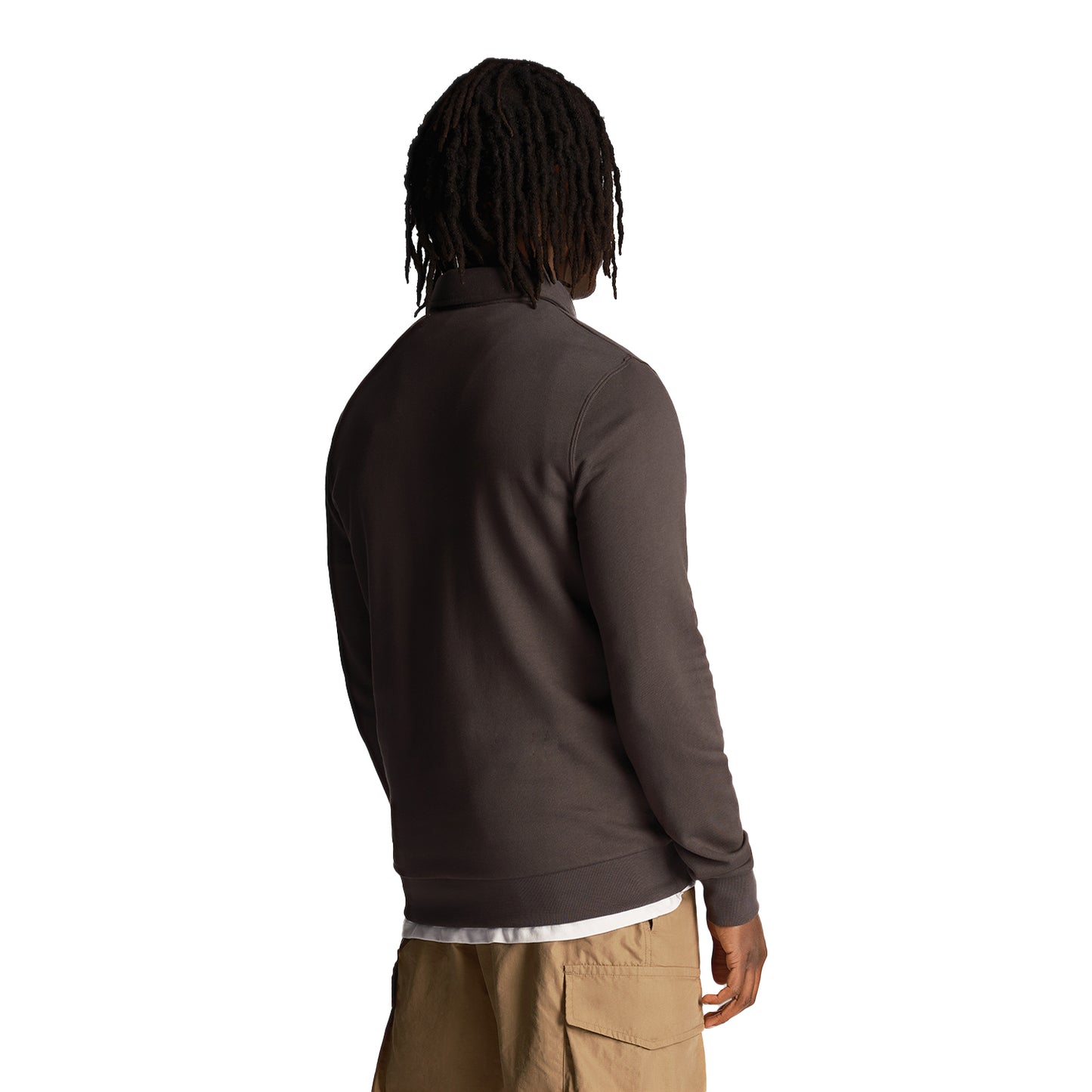 Gunmetal - Back - Lyle & Scott Mens Embroidered Loopback Collared Sweatshirt