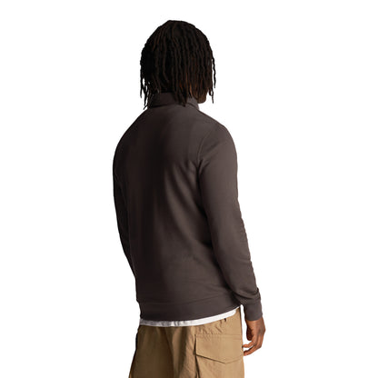 Gunmetal - Back - Lyle & Scott Mens Embroidered Loopback Collared Sweatshirt