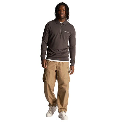 Gunmetal - Side - Lyle & Scott Mens Embroidered Loopback Collared Sweatshirt