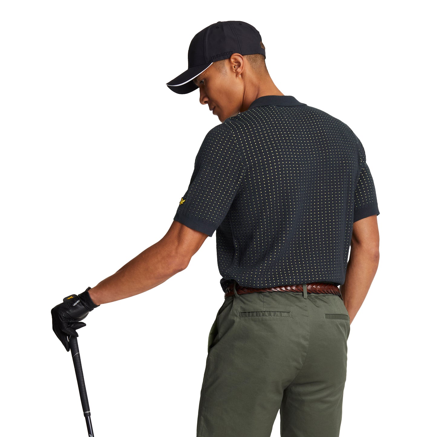 Dark Navy - Back - Lyle & Scott Mens Technical Grid Golf Polo Shirt