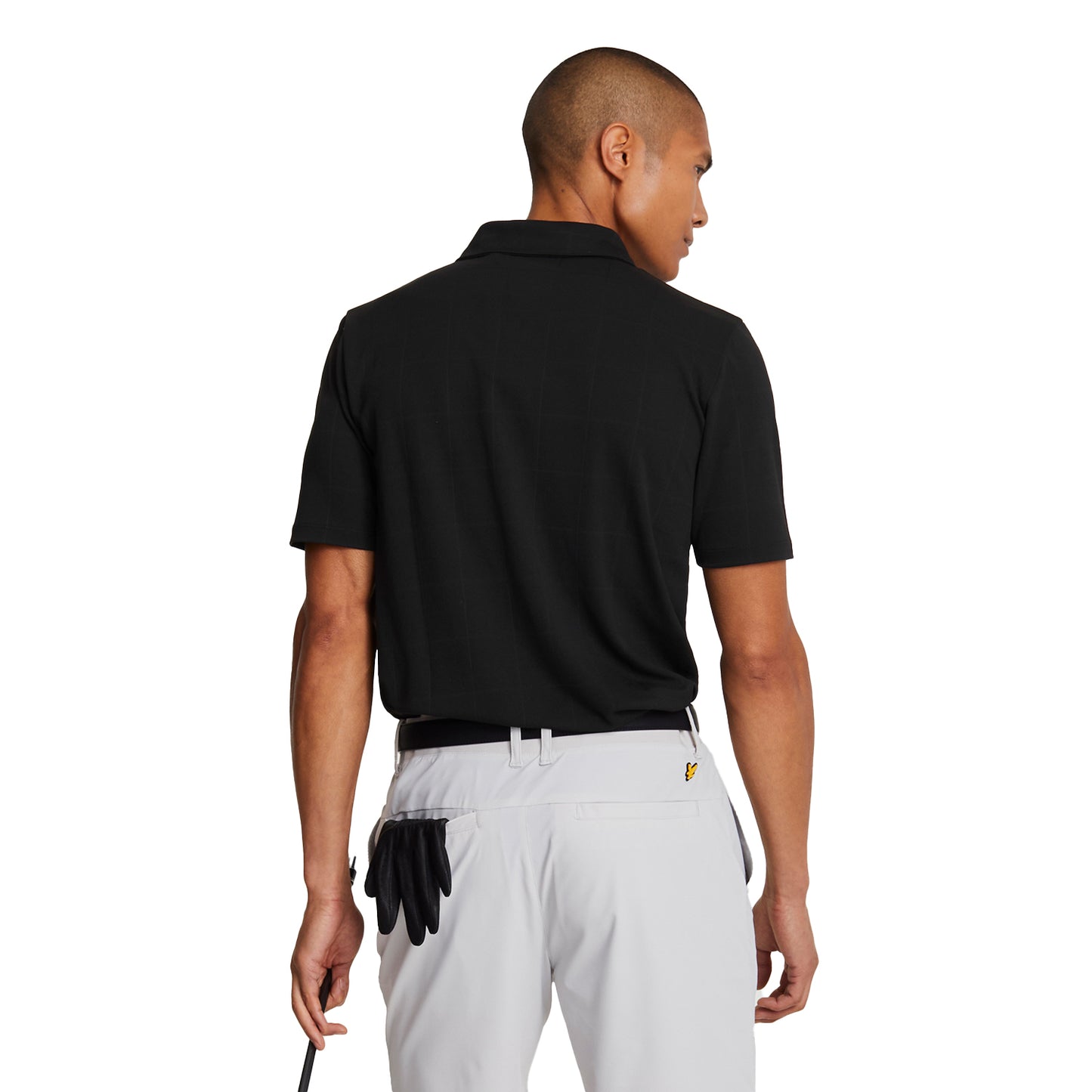 Jet Black - Back - Lyle & Scott Mens Technical Grid Golf Polo Shirt