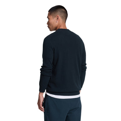 Dark Navy - Back - Lyle & Scott Mens Lambswool Mock Neck Jumper