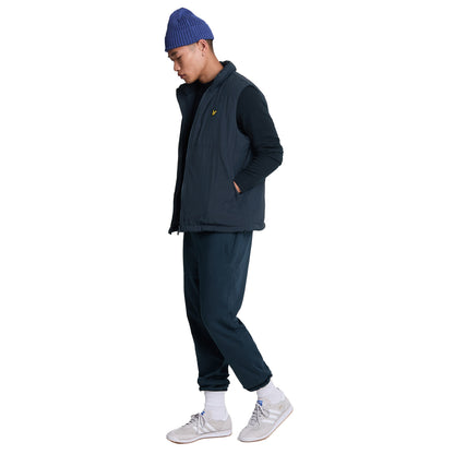 Dark Navy - Side - Lyle & Scott Mens Lambswool Mock Neck Jumper