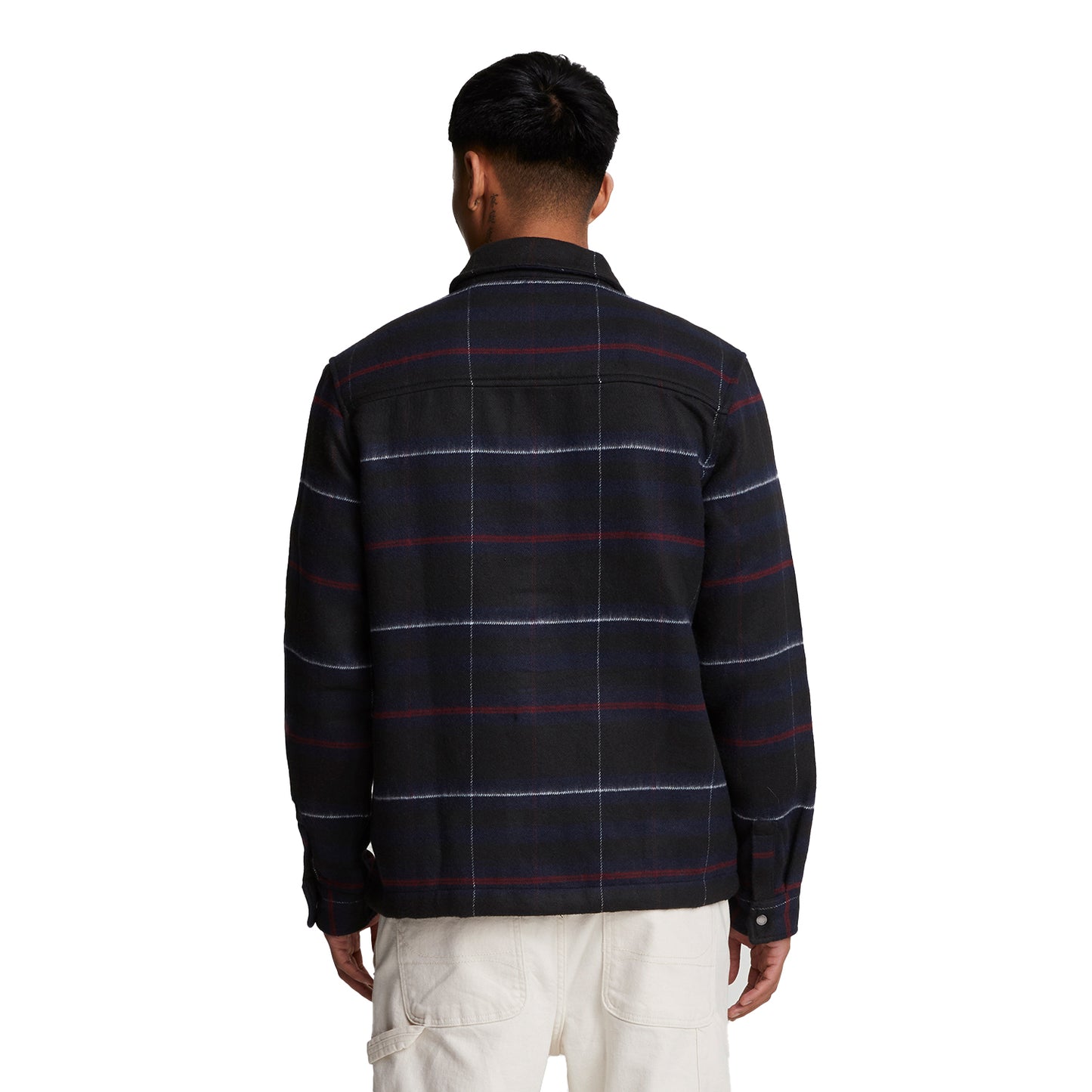 Muddy Navy - Back - Lyle & Scott Mens Tartan Brushed Overshirt