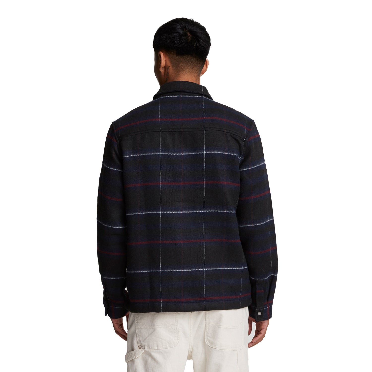 Muddy Navy - Back - Lyle & Scott Mens Tartan Brushed Overshirt