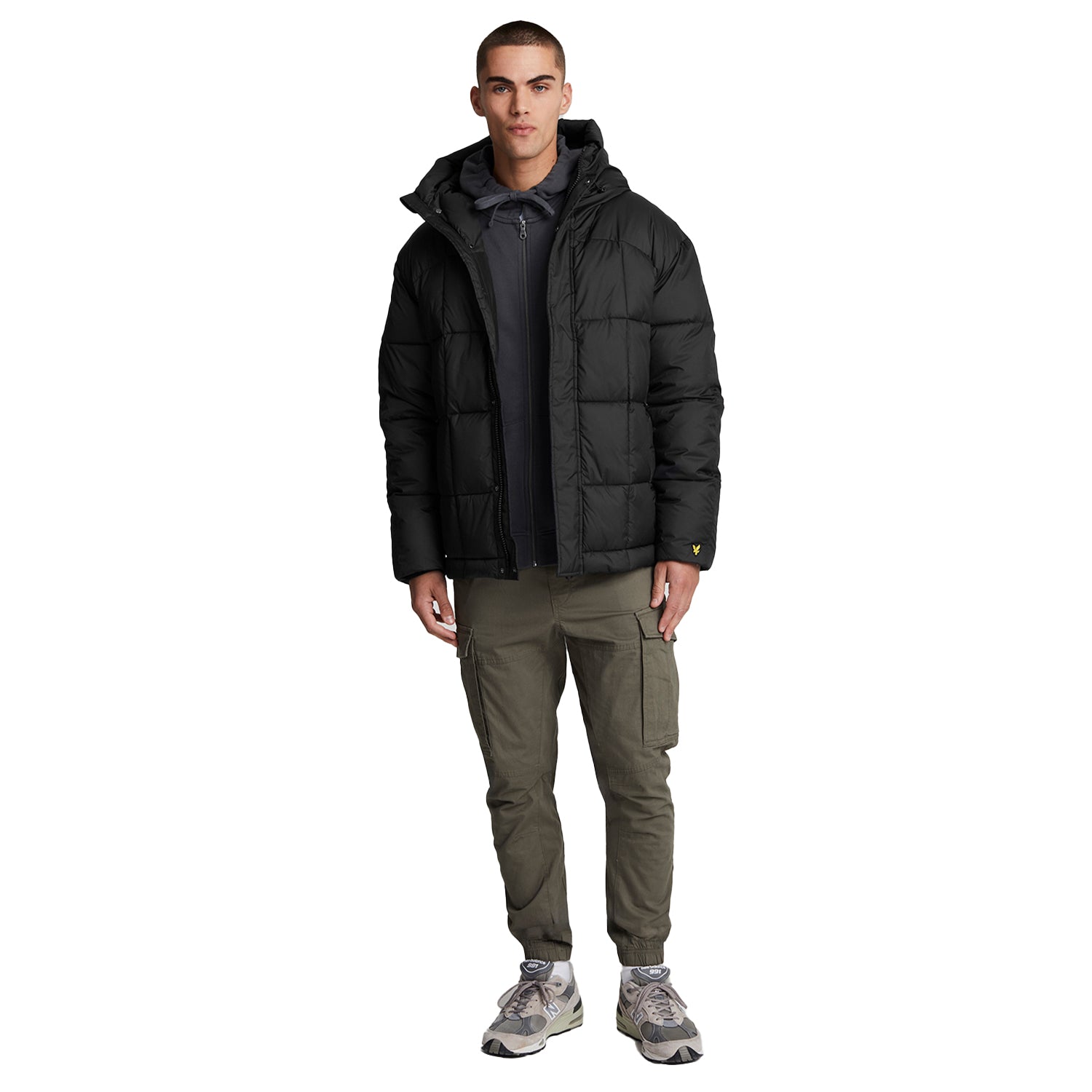 Jet Black - Side - Lyle & Scott Mens Quilted Panelled Jacket