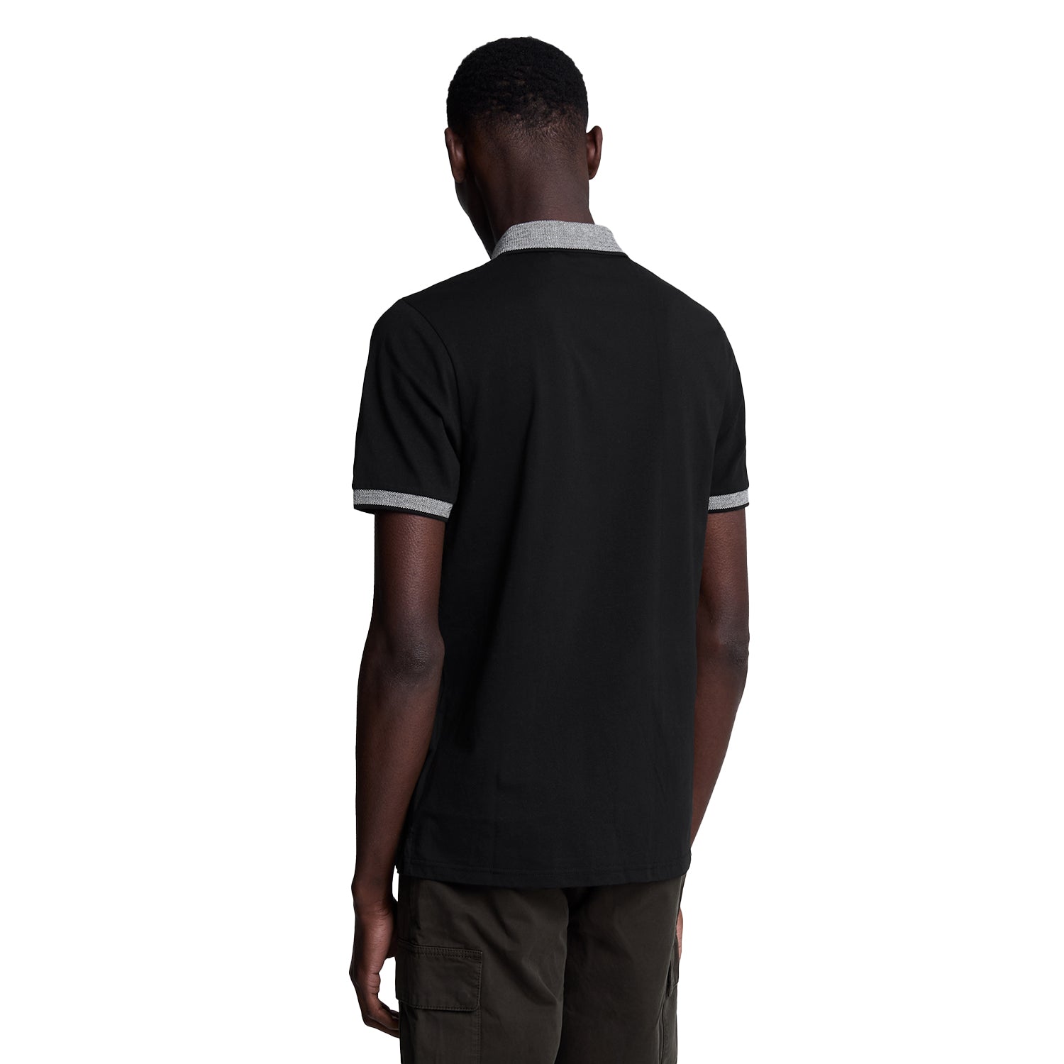 Jet Black-White - Back - Lyle & Scott Mens Logo Tipped Polo Shirt