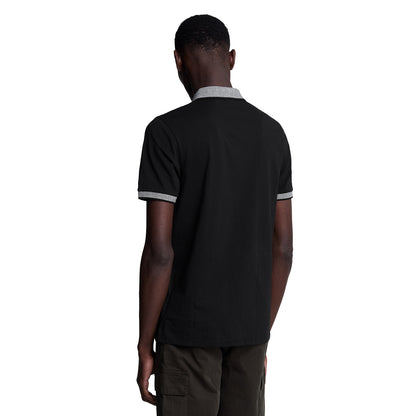 Jet Black-White - Back - Lyle & Scott Mens Logo Tipped Polo Shirt