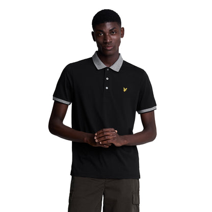 Jet Black-White - Front - Lyle & Scott Mens Logo Tipped Polo Shirt