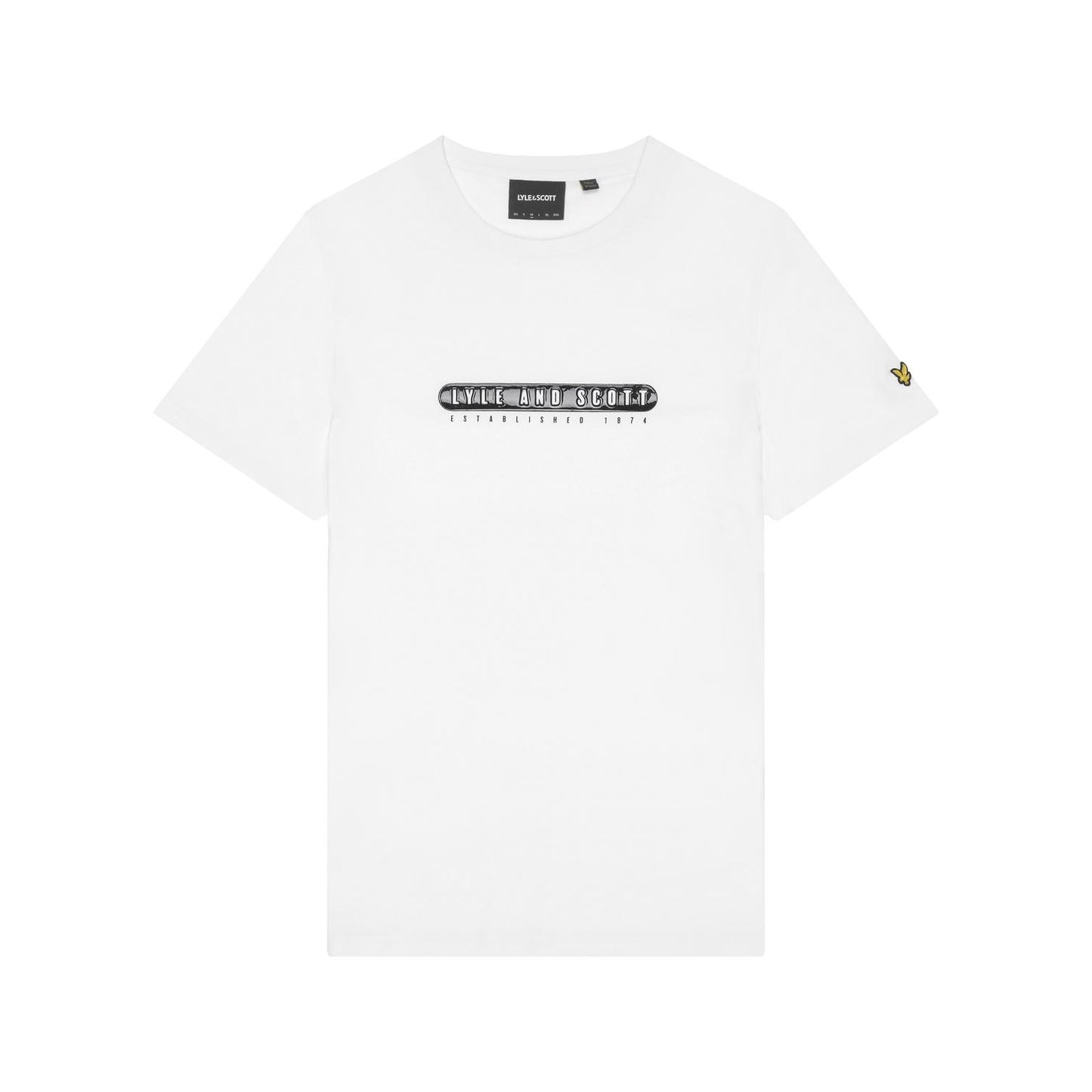 White - Front - Lyle & Scott Mens Graphic Print Rubberised T-Shirt