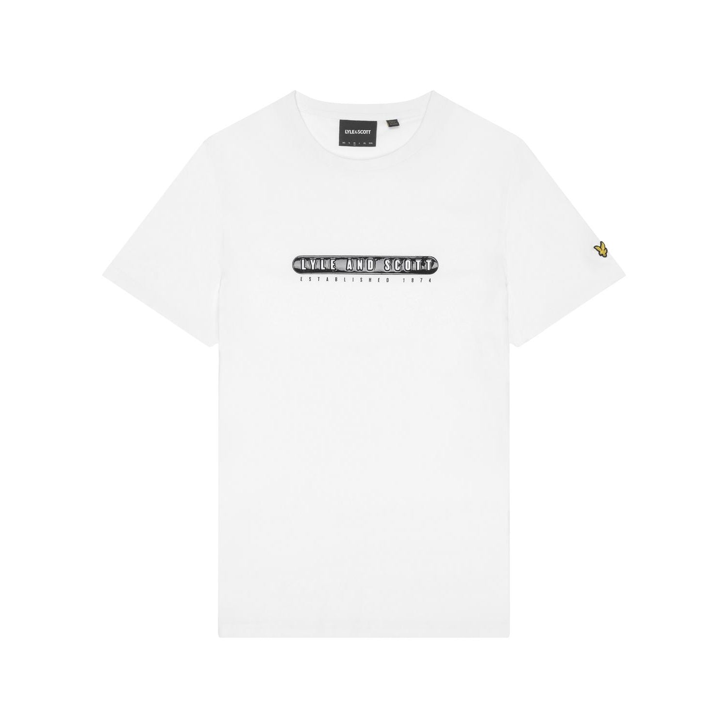 White - Front - Lyle & Scott Mens Graphic Print Rubberised T-Shirt