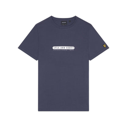 Navy Night - Front - Lyle & Scott Mens Graphic Print Rubberised T-Shirt
