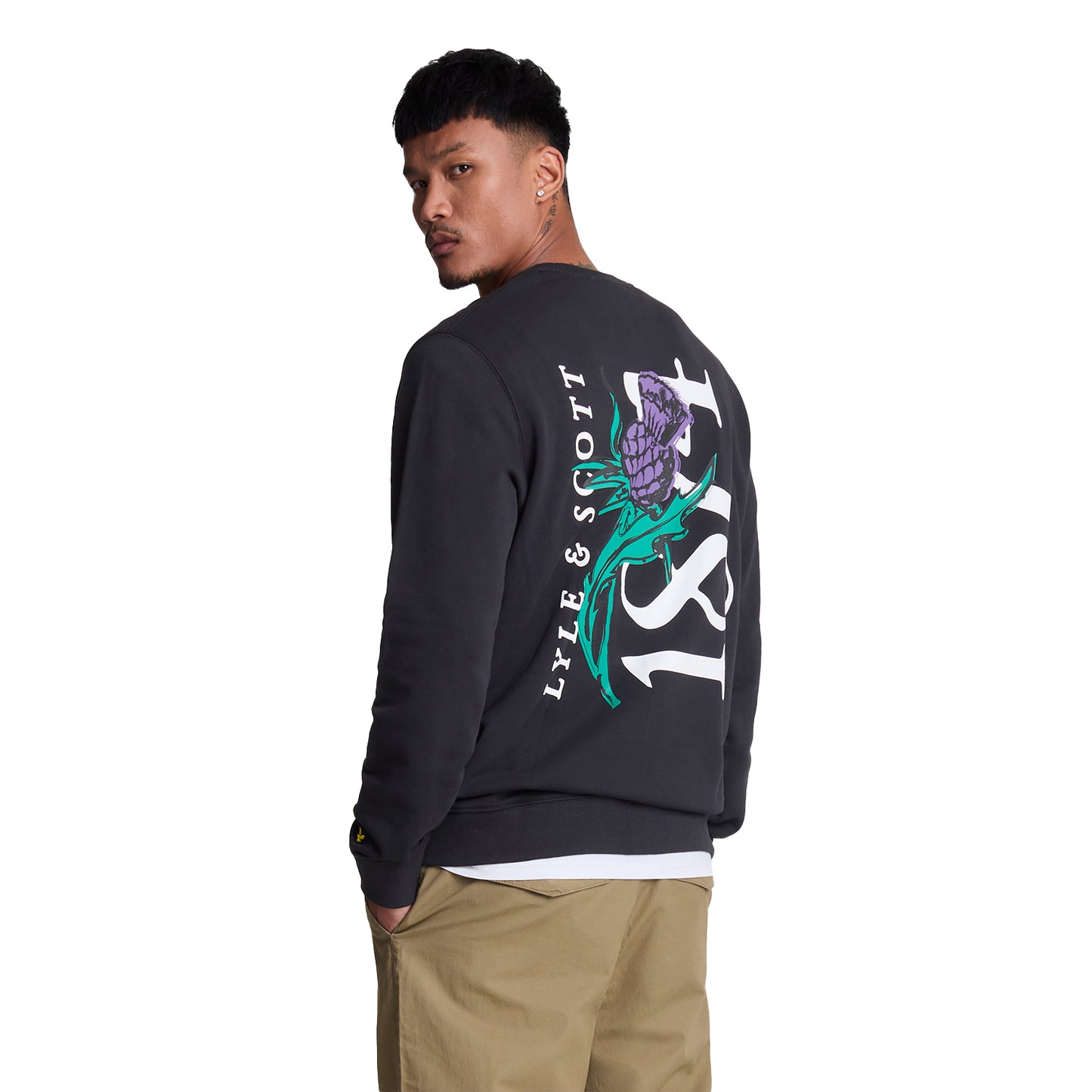 Saddle - Back - Lyle & Scott Mens Thistle Crew Neck Sweatshirt