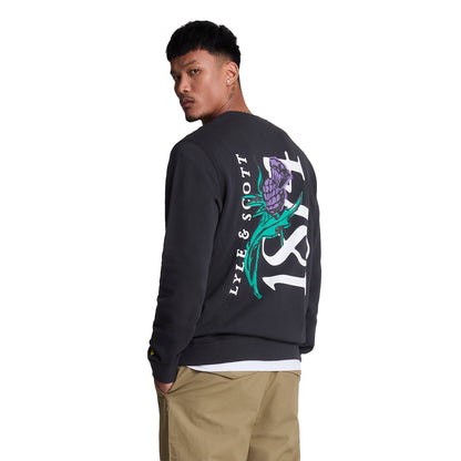Saddle - Back - Lyle & Scott Mens Thistle Crew Neck Sweatshirt
