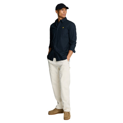 Dark Navy - Side - Lyle & Scott Mens Poplin Long-Sleeved Shirt
