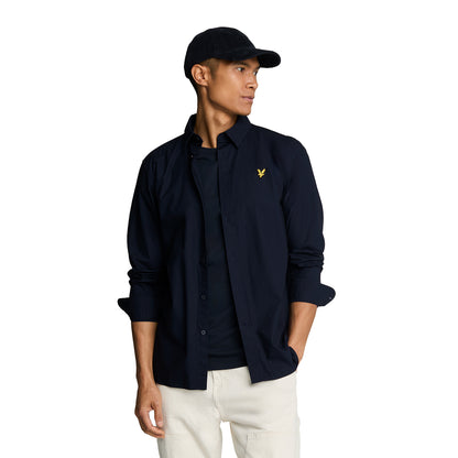 Dark Navy - Front - Lyle & Scott Mens Poplin Long-Sleeved Shirt