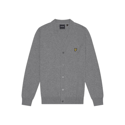Mid Grey Marl - Front - Lyle & Scott Mens Cotton Merino V Neck Cardigan