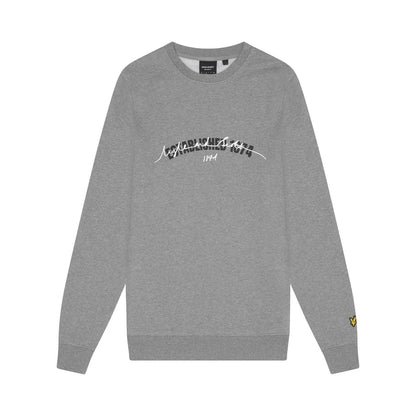 Mid Grey Marl - Front - Lyle & Scott Mens Established 1874 Graphic Print Crew Neck Sweatshirt