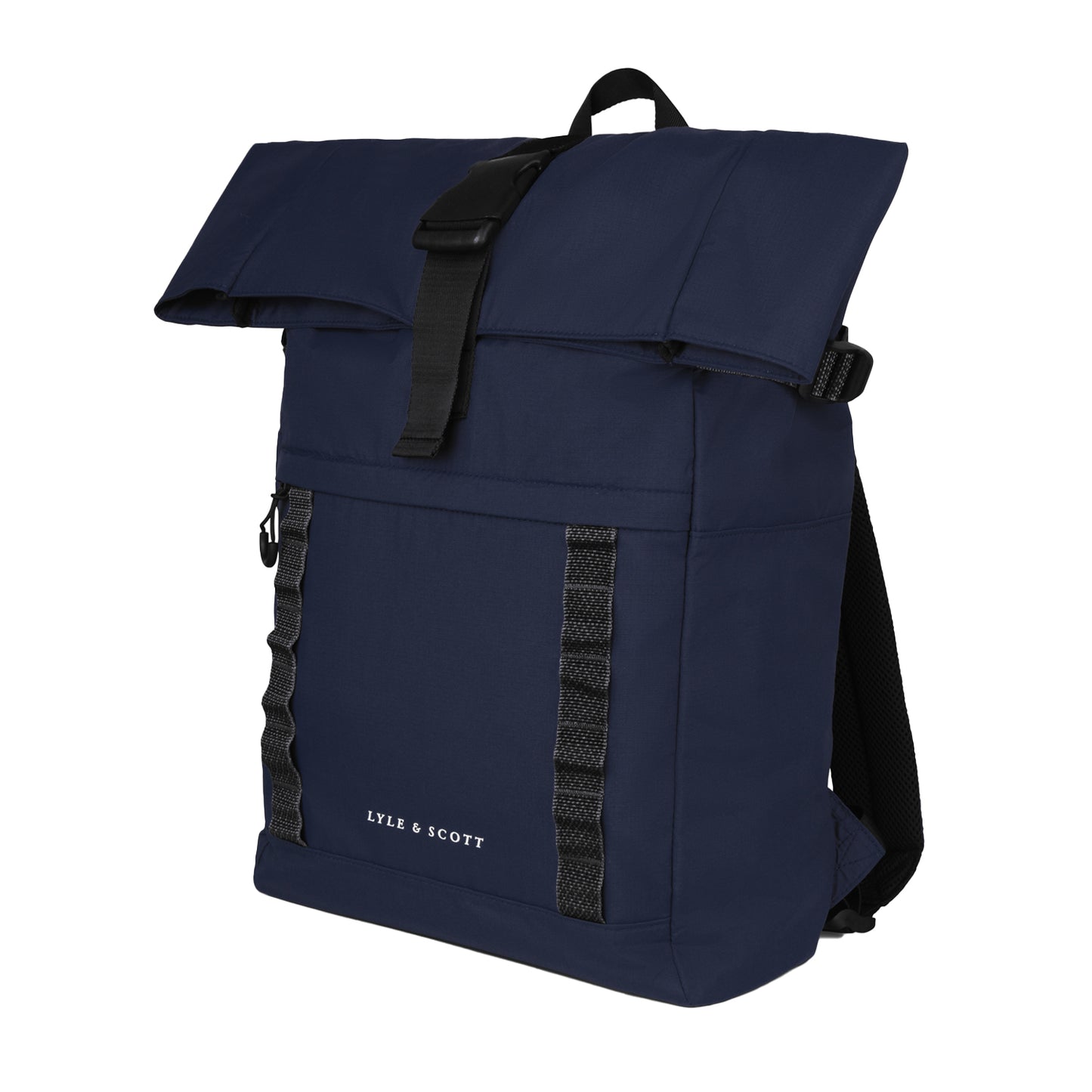 Dark Navy - Front - Lyle & Scott Roll Top Ripstop Logo Backpack
