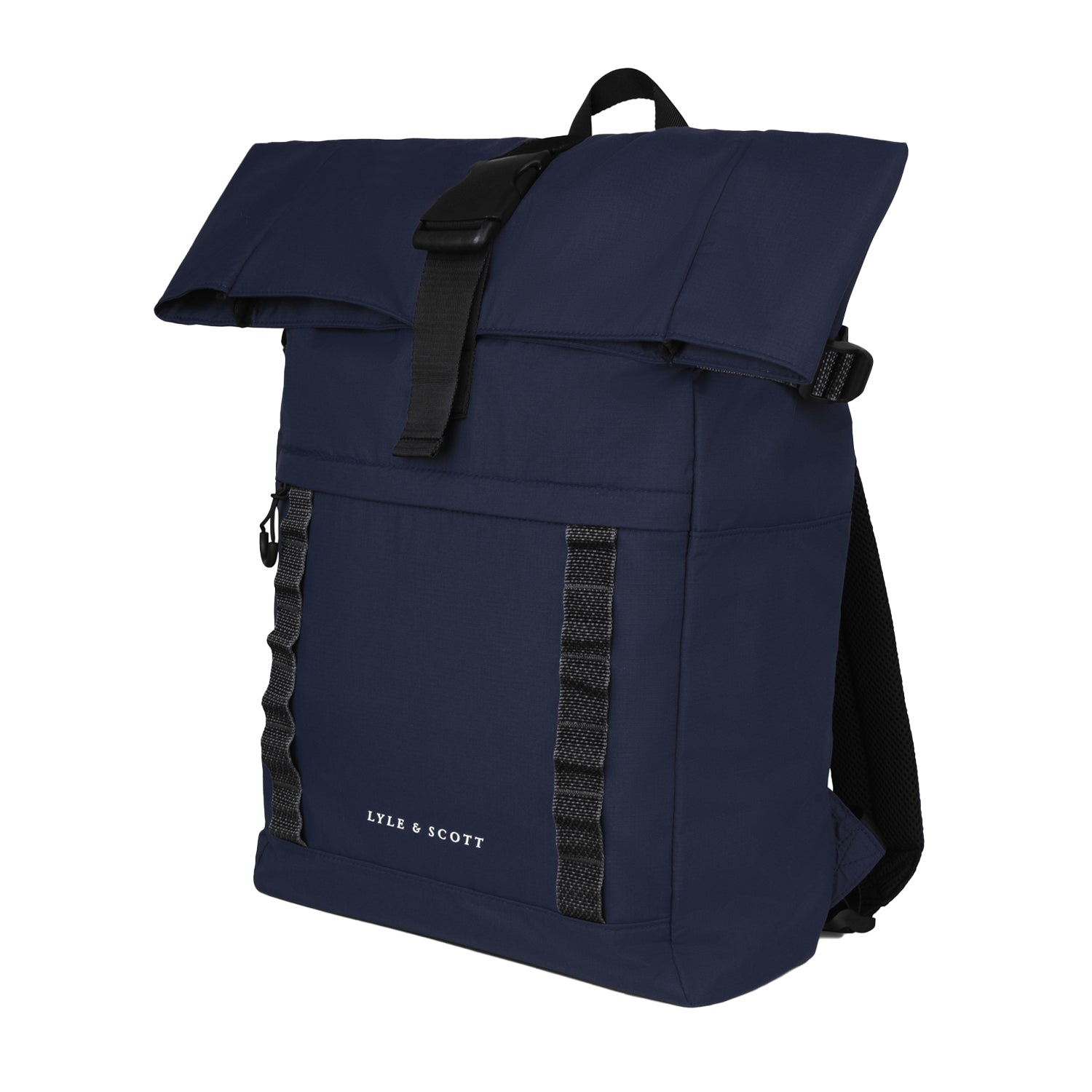 Dark Navy - Front - Lyle & Scott Roll Top Ripstop Logo Backpack