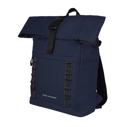 Dark Navy - Front - Lyle & Scott Roll Top Ripstop Logo Backpack