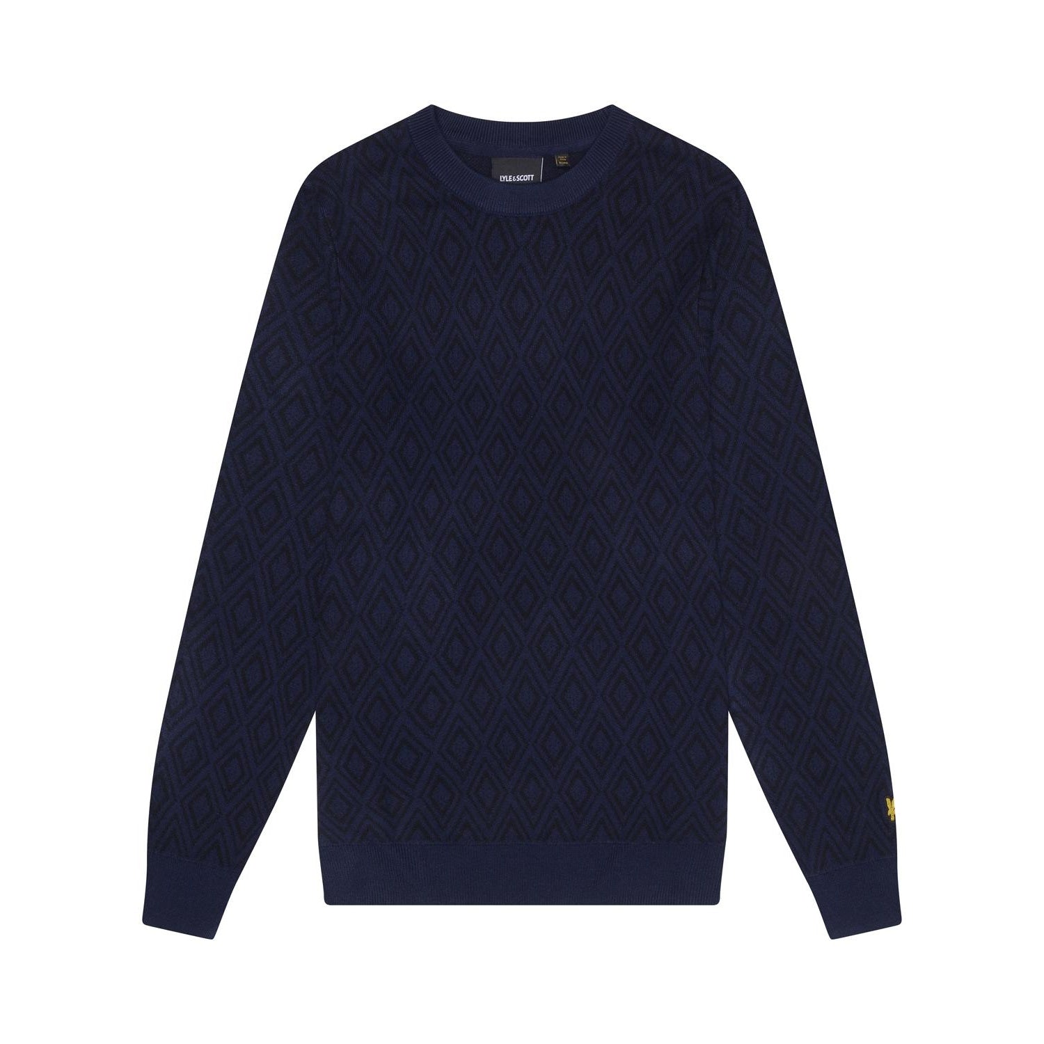 Navy Night - Front - Lyle & Scott Mens Monogram Intarsia Jumper