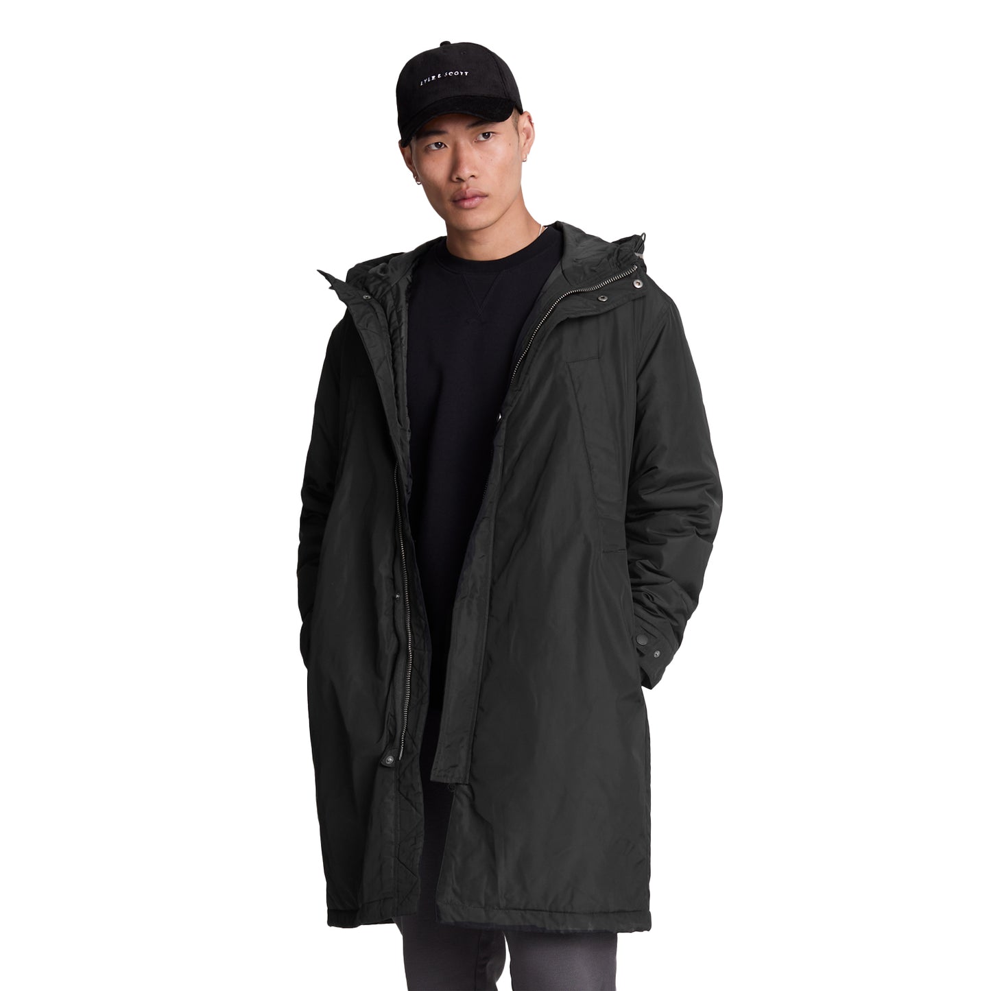 Jet Black - Front - Lyle & Scott Mens Longline Parka