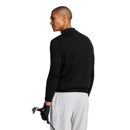 Jet Black - Back - Lyle & Scott Mens Crew Neck Golf Jumper