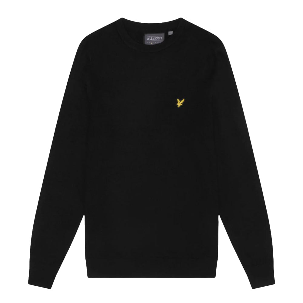 Jet Black - Front - Lyle & Scott Mens Crew Neck Golf Jumper