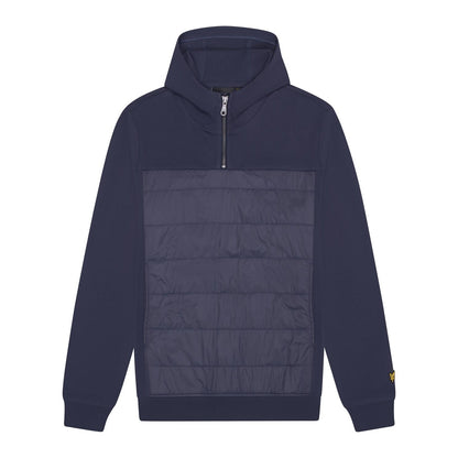 Navy Night - Front - Lyle & Scott Mens Hybrid Interlock Panelled Hoodie