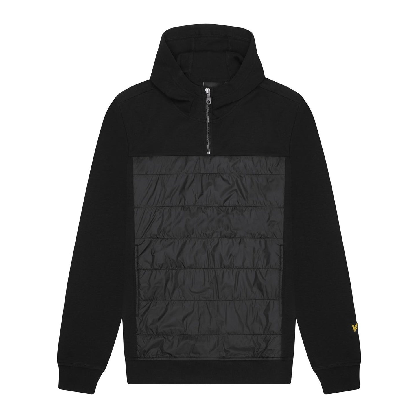 Jet Black - Front - Lyle & Scott Mens Hybrid Interlock Panelled Hoodie