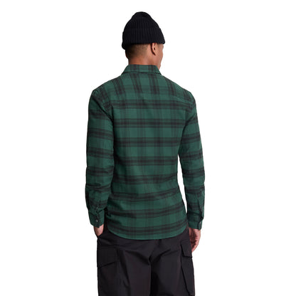 Argyle Teal-Jet Black - Back - Lyle & Scott Mens Tonal Check Flannel Shirt
