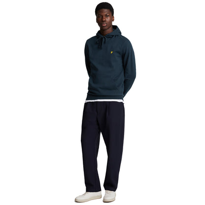 Dark Navy - Side - Lyle & Scott Mens Embroidered Interlock Logo Hoodie