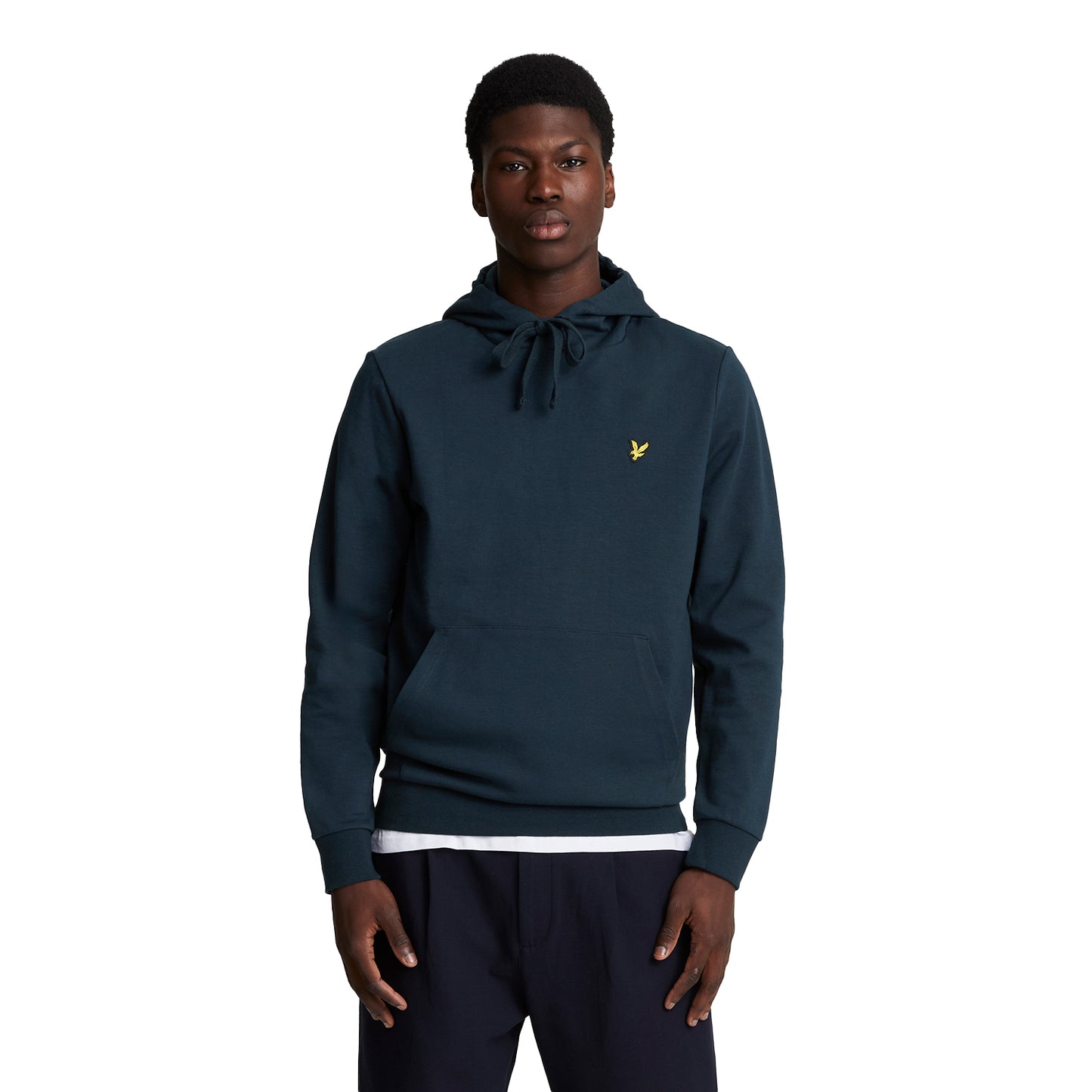 Dark Navy - Front - Lyle & Scott Mens Embroidered Interlock Logo Hoodie
