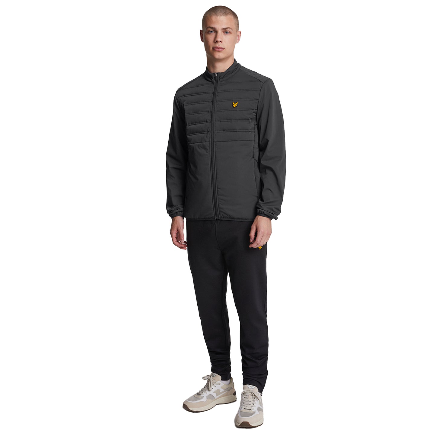 Jet Black - Side - Lyle & Scott Mens Double Baffle Hybrid Jacket