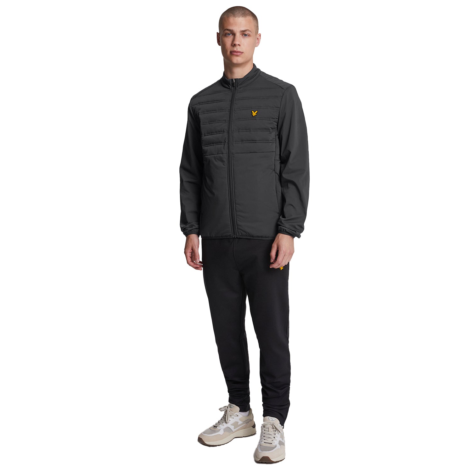 Jet Black - Side - Lyle & Scott Mens Double Baffle Hybrid Jacket