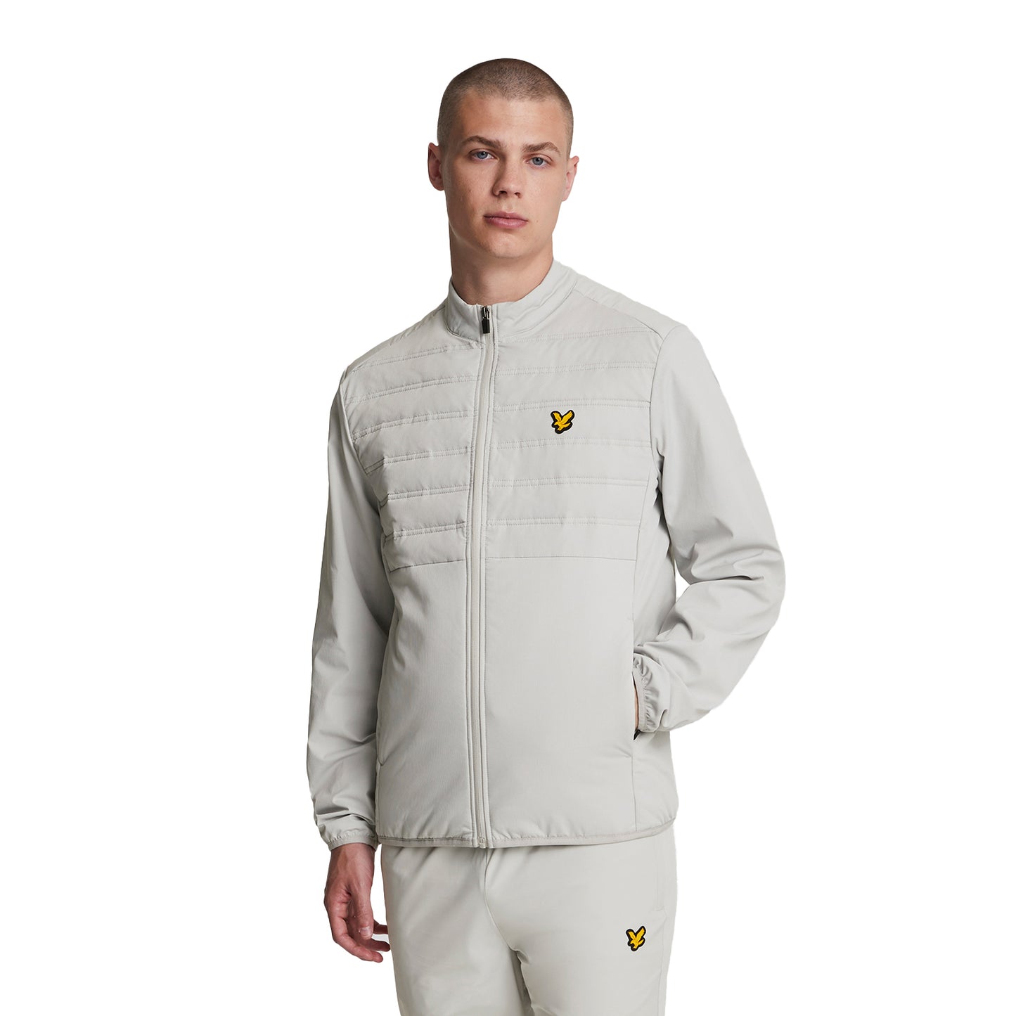 Pebble - Front - Lyle & Scott Mens Double Baffle Hybrid Jacket