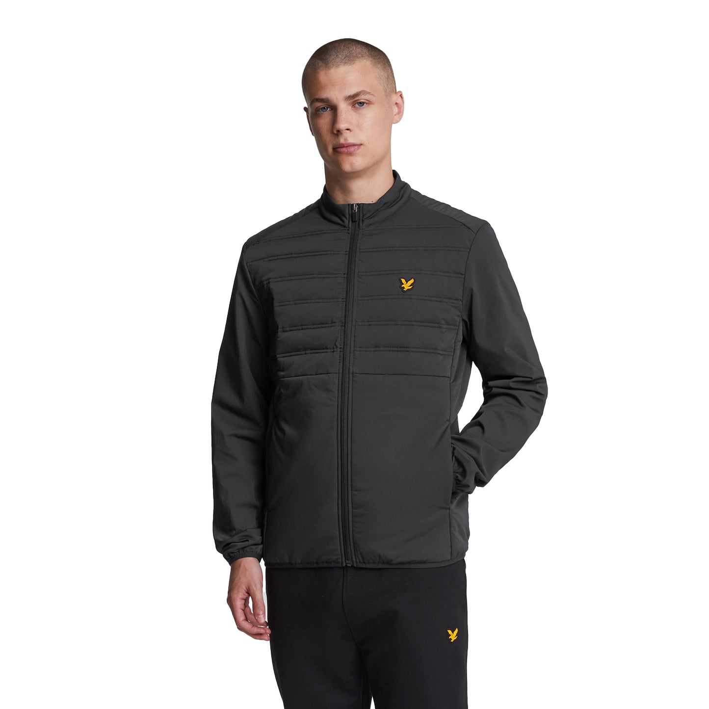 Jet Black - Front - Lyle & Scott Mens Double Baffle Hybrid Jacket