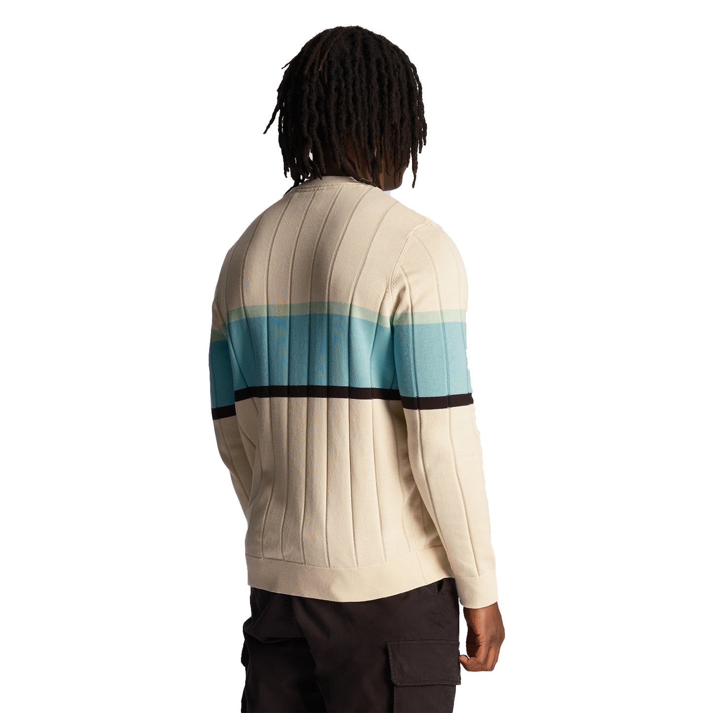 Sesame - Back - Lyle & Scott Mens Stripe Knitted Long-Sleeved Jumper