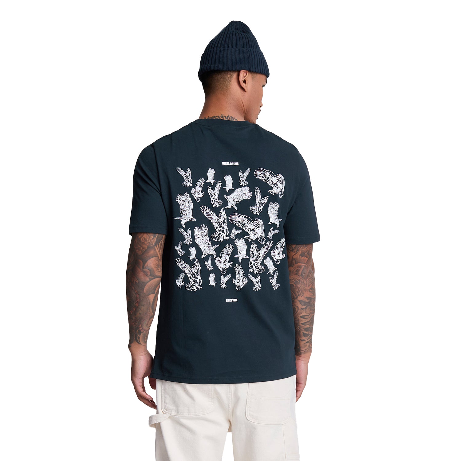 Dark Navy - Back - Lyle & Scott Mens Scattered Eagle T-Shirt