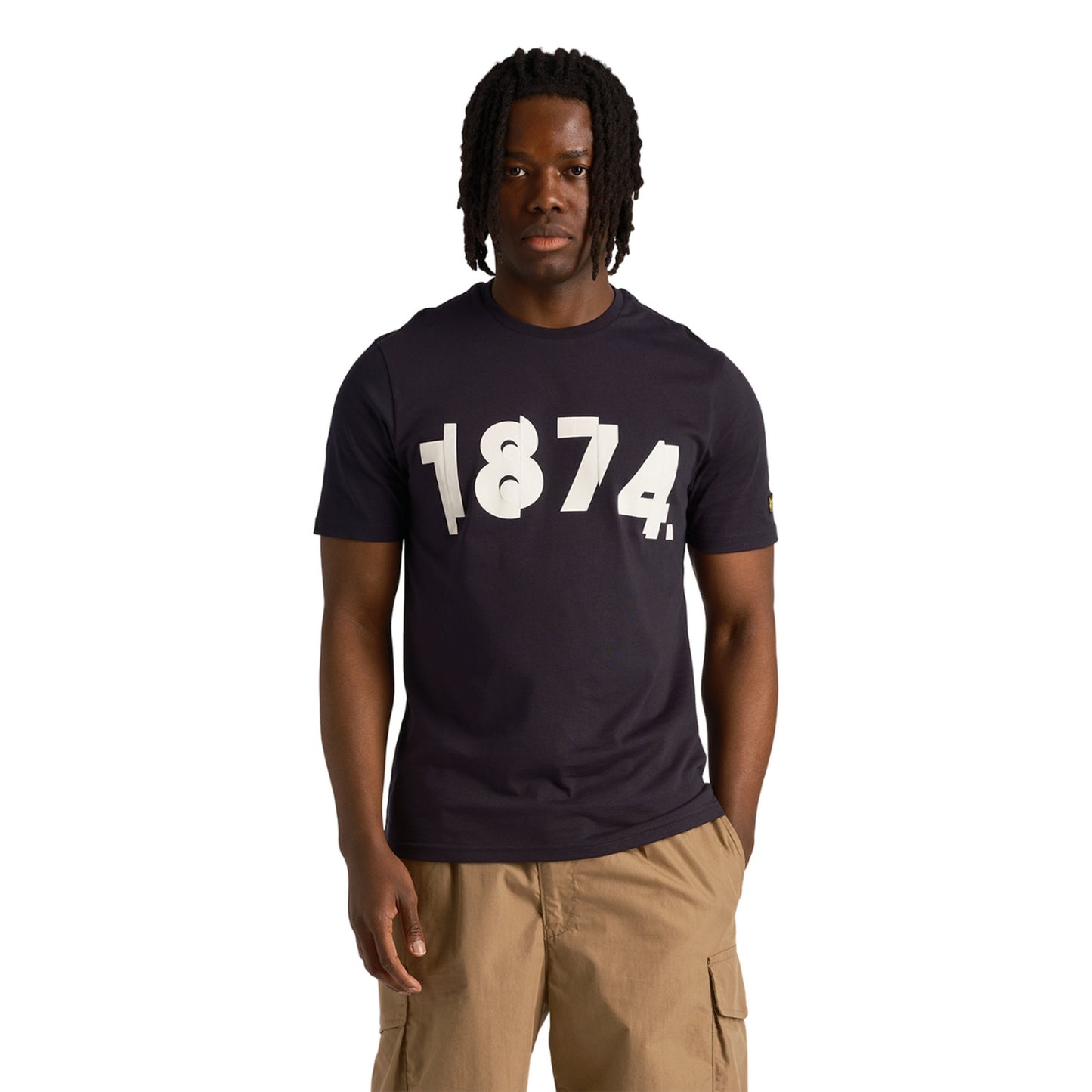 Dark Navy - Side - Lyle & Scott Mens 1874 Printed Regular T-Shirt