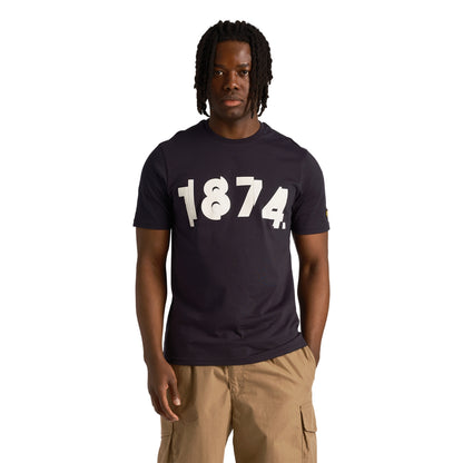 Dark Navy - Side - Lyle & Scott Mens 1874 Printed Regular T-Shirt