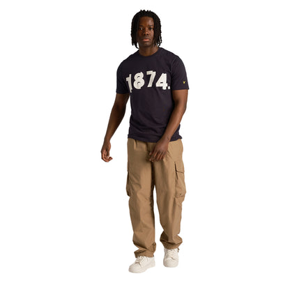 Dark Navy - Pack Shot - Lyle & Scott Mens 1874 Printed Regular T-Shirt