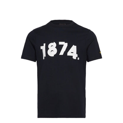 Dark Navy - Front - Lyle & Scott Mens 1874 Printed Regular T-Shirt